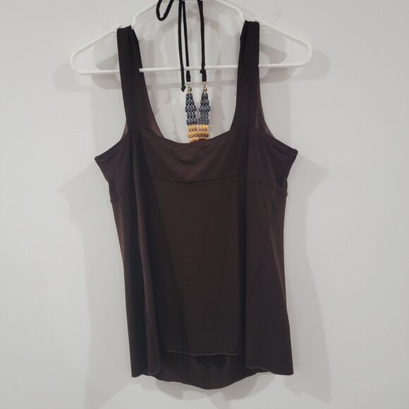 Vintage Y2K Iz Byer Babydoll Top Size Large Brown Halter Beaded - Picture 1 of 4